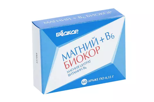 Магний В6 Биокор, 550 мг, 60 шт, драже