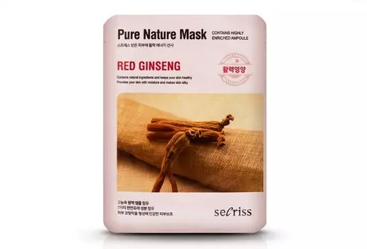 Маска Anskin Secriss Pure Nature Red ginseng ткан д/лица, 25 мл, арт АН132