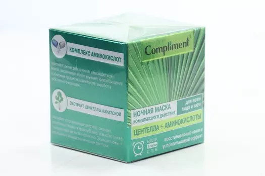 Маска Compliment д/кожи лица/шеи комплекс действия центелла + аминокис ноч, 100 мл