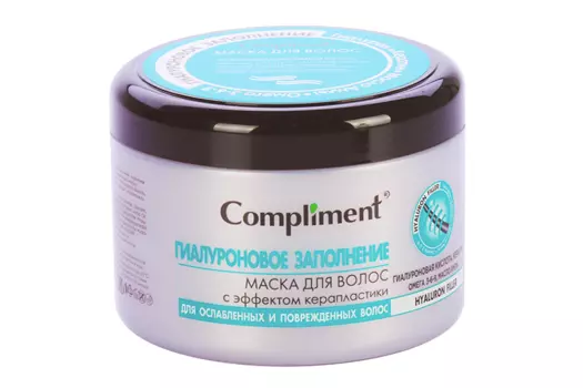 Маска Compliment Гиалуроновое заполнение с эффектом керапластики д/волос, 500 мл