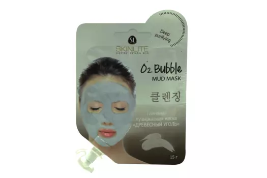 Маска Скинлайт черная пузырьковая Древесный уголь, 15 г