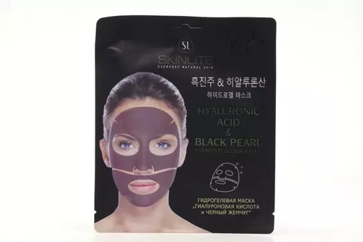 Маска SKINLITE д/лица гидрогелевая гиалуроновая кислота/черный жемчуг