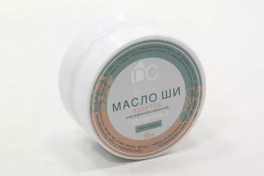 Масло ши DolphinCoco взбитое с витамином Е нераф DC Organic Wellness, 50 г