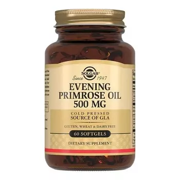 Масло вечерней примулы, 500 мг, 60 шт, капсулы Солгар