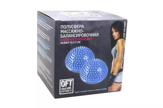 Массажная полусфера Original FitTools балансировочная красный, 2 шт