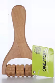 Массажёр «Ручка», 3 барабана, деревянный