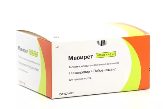 Мавирет 100 мг+40 мг, 84 шт, таблетки покрытые пленочной оболочкой