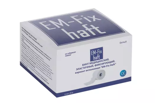 Медицинский бинт EM-Fix Haft эластичный фиксирующий 6 смх20 м белый