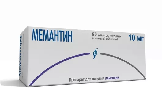 Мемантин 10 мг, 90 шт, таблетки покрытые пленочной оболочкой