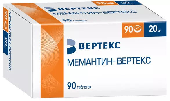 Мемантин-Вертекс 20 мг, 90 шт, таблетки покрытые пленочной оболочкой