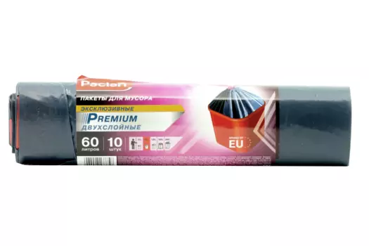 Мешки Paclan Premium д/мусора в рулоне синий 60 л, 10 шт