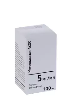 Метронидазол-АКОС 5 мг/мл, 100 мл, раствор для инфузий Биосинтез