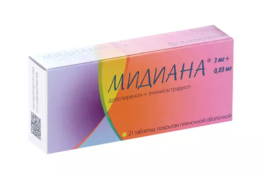Мидиана 3 мг+0.03 мг, 21 шт, таблетки покрытые пленочной оболочкой