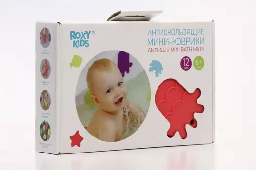 Мини-коврики Рокси-Кидс антискольз д/ванны в ассортименте, 12 шт