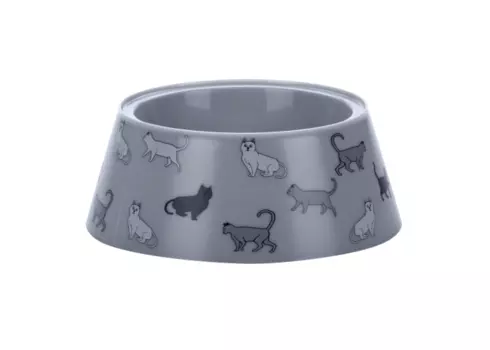 Миска Чистый котик Cats 700 мл серая