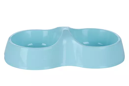 Миска Чистый котик д/кошек мур-мяу двойная 200 мл голубая