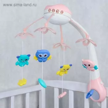 Мобиль музыкальный «Птички», с ночником + пульт, цвет МИКС