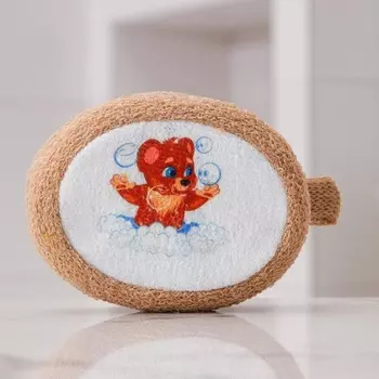 Мочалка д/тела Мишутка 11х14 см цвет МИКС