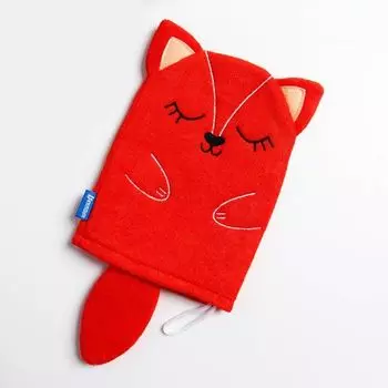 Мочалка детская для купания «Лисичка», варежка, из махры