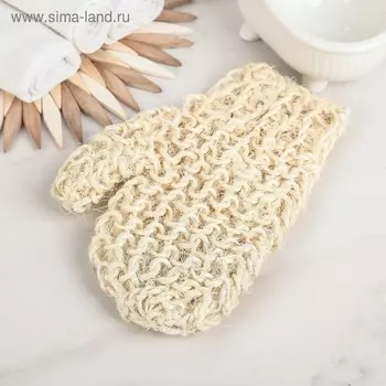 Мочалка-варежка Доляна 20х15 см жесткая сизаль