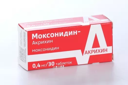 Моксонидин-Акрихин 0.4 мг, 30 шт, таблетки покрытые пленочной оболочкой