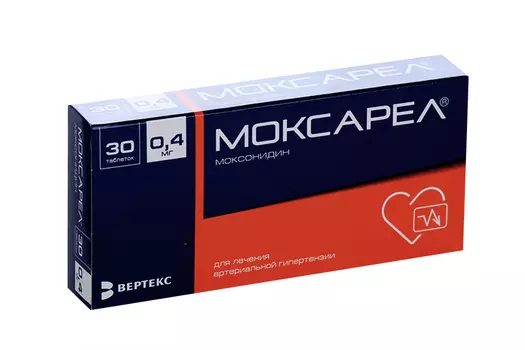 Моксонидин Моксарел 0.4 мг, 30 шт, таблетки покрытые пленочной оболочкой