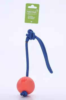 Мяч 6 см плавающий на веревке, цельнолитой, резина