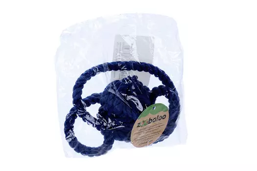 Мяч-канат с ручкой Зообалу д/собак средних пород синий