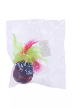 Мяч Зообалу шерстяной фьюжн с пером красно-синий