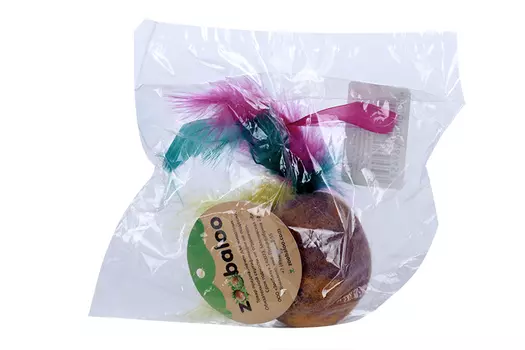 Мяч Зообалу шерстяной фьюжн с пером фиолетово-желтый