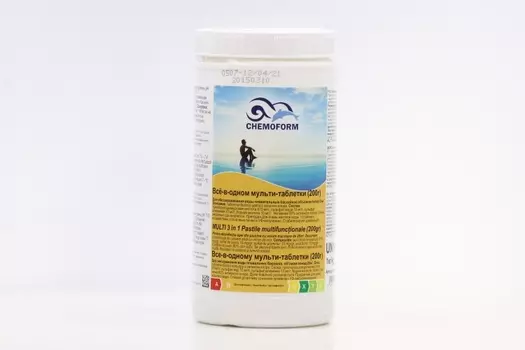 Мульти-таблетки для воды бассейна (200 гр) 1 кг всё-в-одном