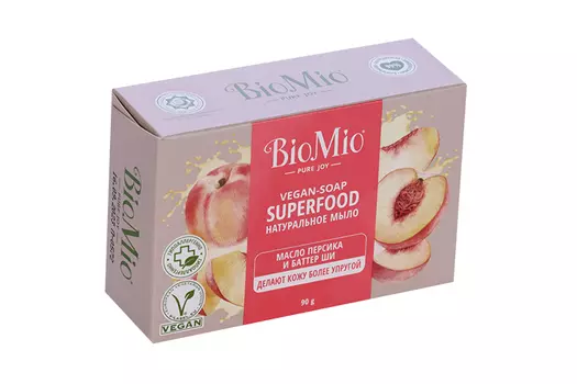 Мыло BioMio Bio-Soap Персик и Ши натуральное, 90 г