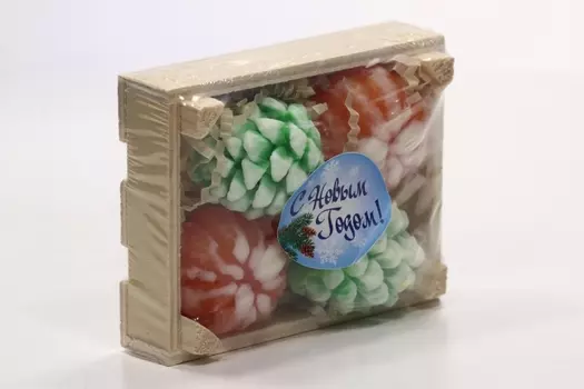 Мыло Дарена ящик мини 2 мандарина/2 шишки ручной работы, 120 г