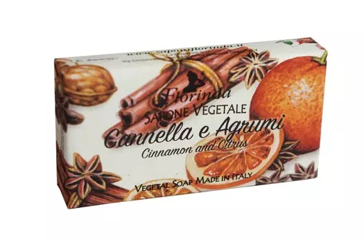 Мыло FLORINDA новогоднее волшебство cannella e agrumi, 100 г