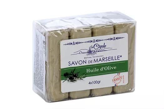 Мыло марсельское LA CIGALE Олива, 100 г, 4 шт