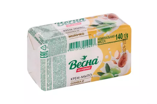 Мыло Весна Ассорти олива/миндальное молочко, 140 г