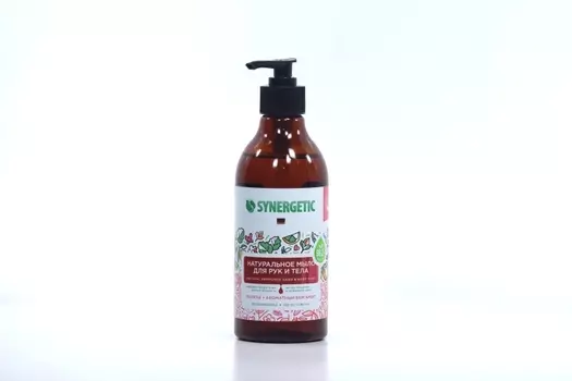 Мыло жидкое SYNERGETIC д/рук и тела пачули и ароматный бергамот, 380 мл