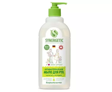 Мыло жидкое SYNERGETIC д/рук и тела мелисса и ромашка антибактериальное, 1 л