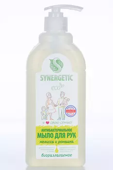 Мыло жидкое SYNERGETIC д/рук и тела мелисса и ромашка антибактериальное, 500 мл