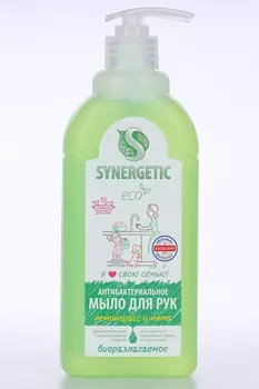 Мыло жидкое SYNERGETIC д/рук лемонграсс и мята антибактериальное, 500 мл