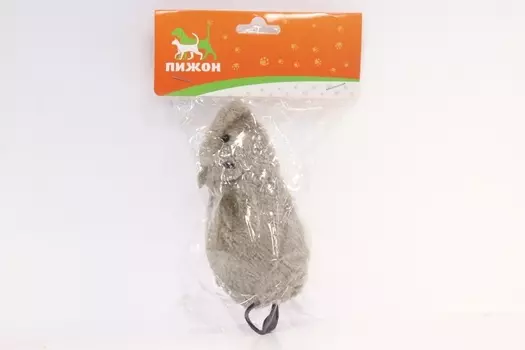 Мышь заводная меховая, 12 см, серая