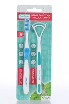 Набор №1 Олеос Зубная щетка/языкочистка