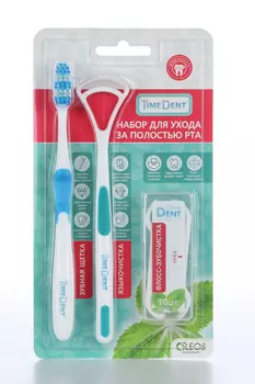 Набор №4 Олеос Зубная щетка/языкочистка/флостик 10 шт