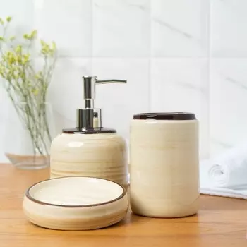 Набор аксессуаров д/ванной комнаты Жаклин 3 предмета мыльница/дозатор д/мыла/стакан бежевый