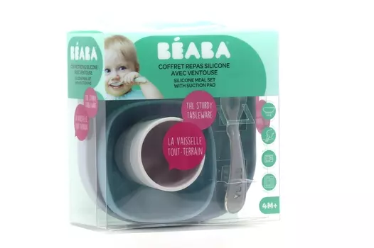 Набор Beaba Силикон Мил Сет блу тарелки/стакан/ложка