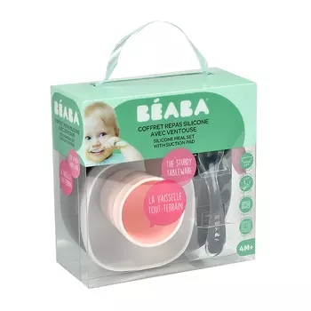 Набор Beaba Силикон Мил Сет пинк тарелки/стакан/ложка