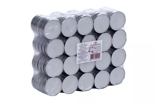 Набор чайных свечей Омский свечной завод 3,8х1 см, 2 ч, 9 г, 100 штук, белый