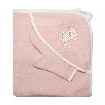 Набор для купания (полотенце-уголок, рукавица), размер 100х110 см, цвет персиковый (арт. К24)