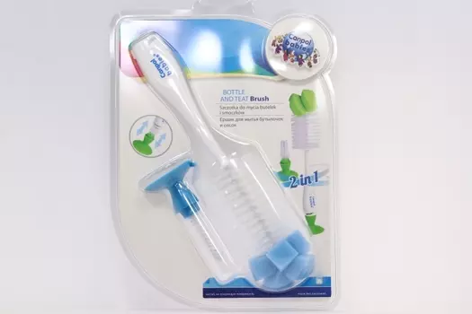 Набор ершиков Канпол Бебис д/мытья бутылочек/сосок с подставкой-присоской синий