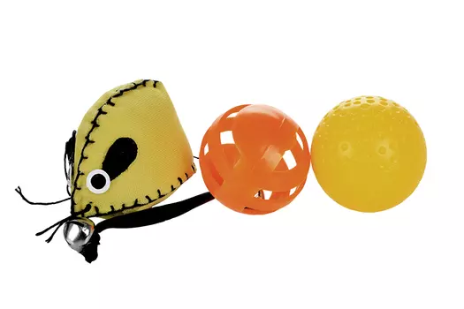 Набор игрушек Чистый котик д/кошек мячик 2 шт/мышь желтый